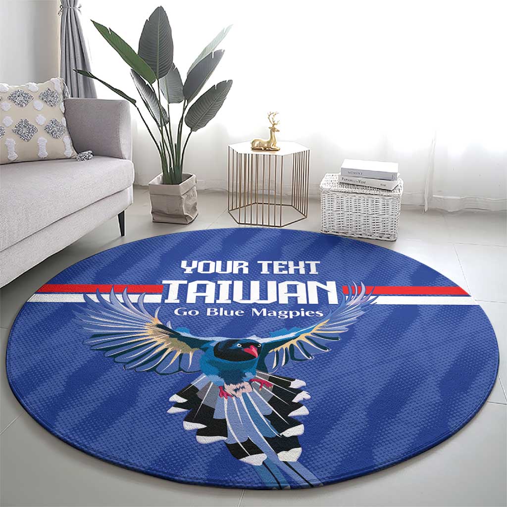 Custom Taiwan Football 2026 Round Carpet Come On Blue Magpies