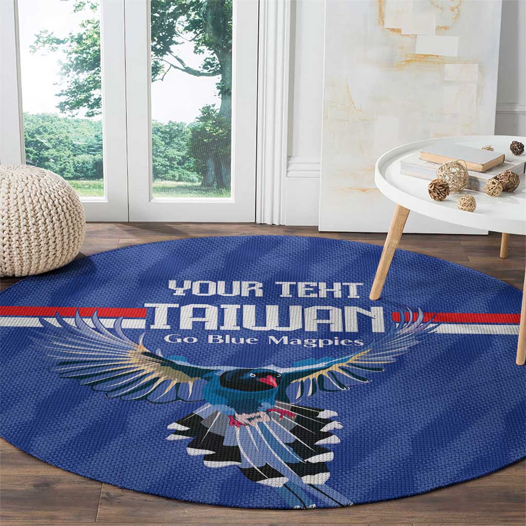 Custom Taiwan Football 2026 Round Carpet Come On Blue Magpies