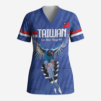 Custom Taiwan Football 2026 Scrub Top Come On Blue Magpies