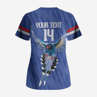 Custom Taiwan Football 2026 Scrub Top Come On Blue Magpies