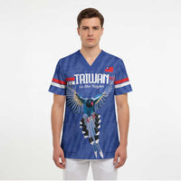 Custom Taiwan Football 2026 Scrub Top Come On Blue Magpies