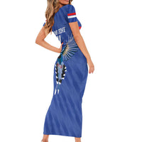 Custom Taiwan Football 2026 Short Sleeve Bodycon Dress Come On Blue Magpies