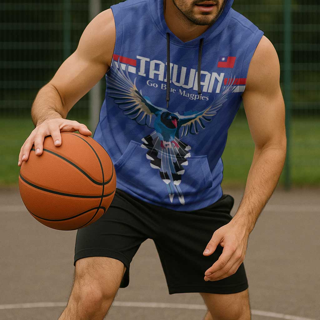 Custom Taiwan Football 2026 Sleeveless Hoodie Come On Blue Magpies