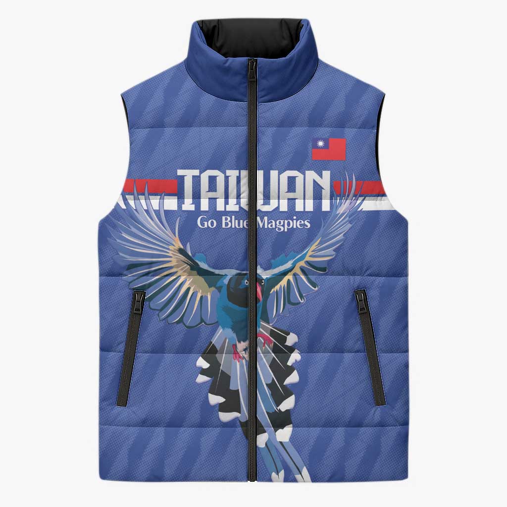Custom Taiwan Football 2026 Sleeveless Puffer Jacket Come On Blue Magpies