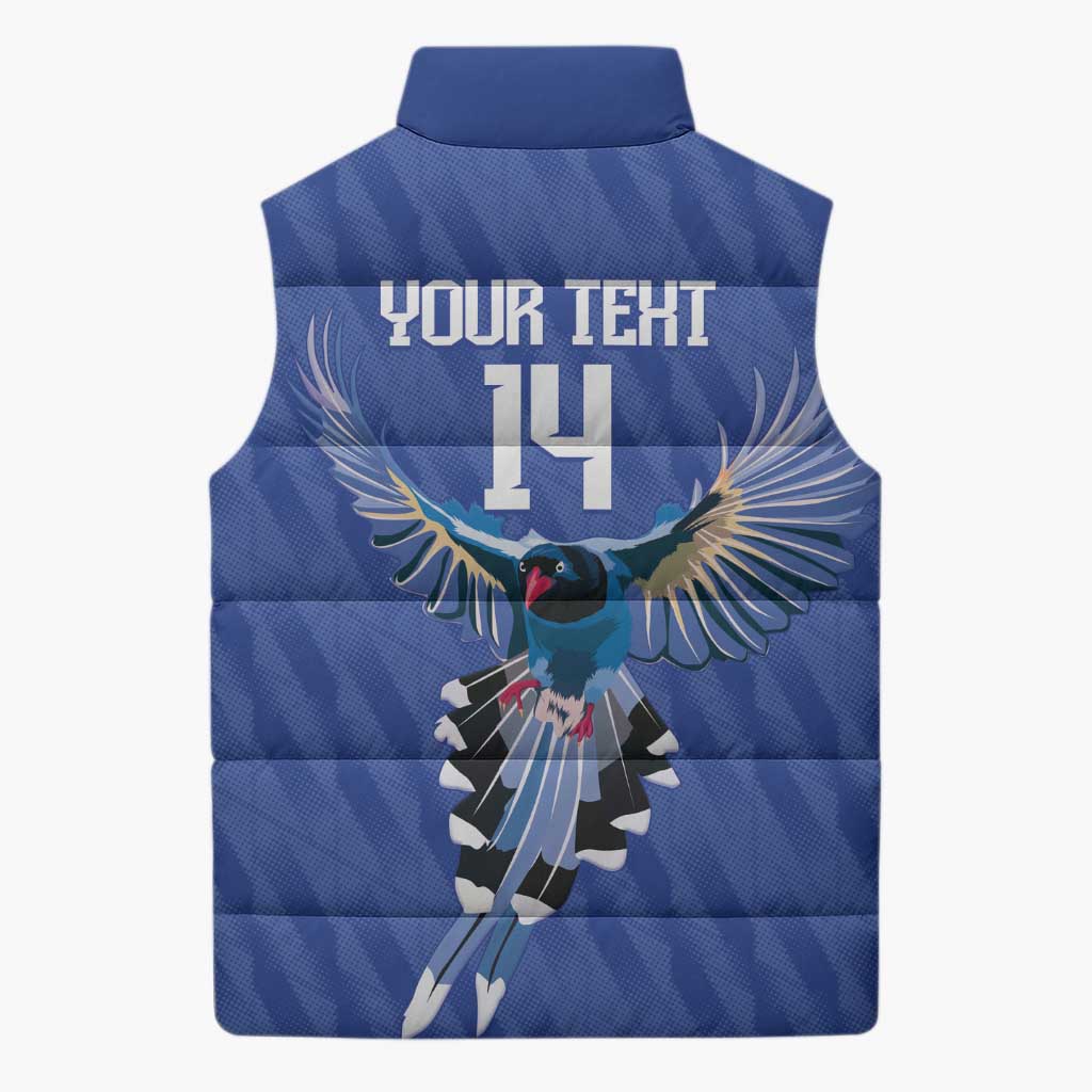 Custom Taiwan Football 2026 Sleeveless Puffer Jacket Come On Blue Magpies