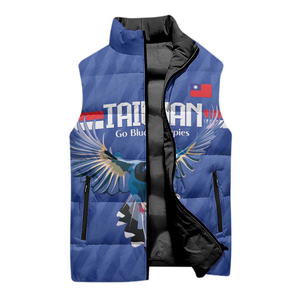 Custom Taiwan Football 2026 Sleeveless Puffer Jacket Come On Blue Magpies