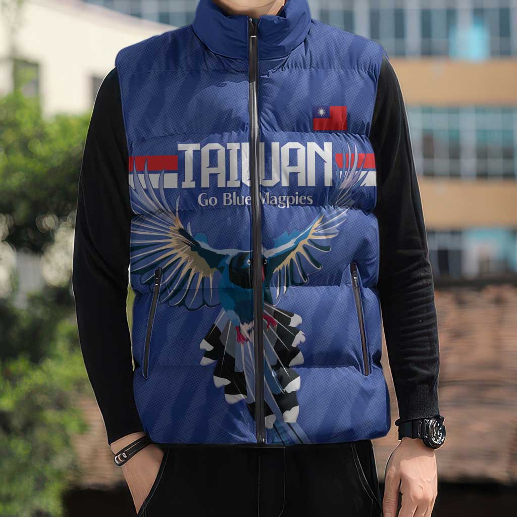 Custom Taiwan Football 2026 Sleeveless Puffer Jacket Come On Blue Magpies