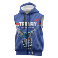 Custom Taiwan Football 2026 Sleeveless Zip Hoodie Come On Blue Magpies