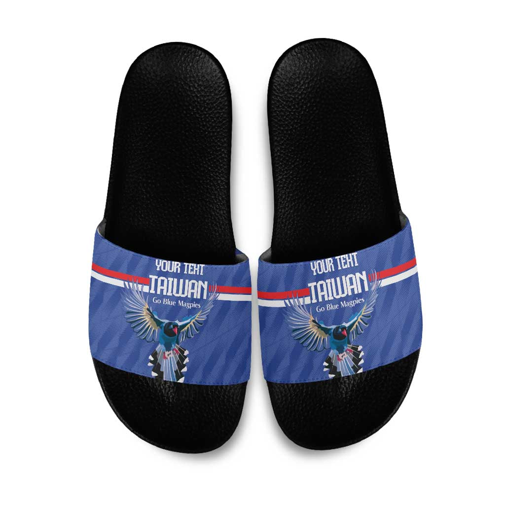 Custom Taiwan Football 2026 Slide Sandals Come On Blue Magpies