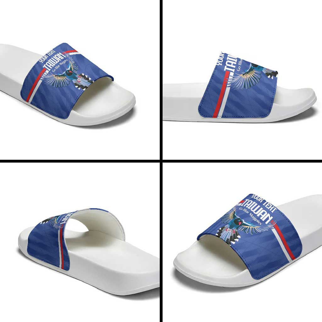 Custom Taiwan Football 2026 Slide Sandals Come On Blue Magpies