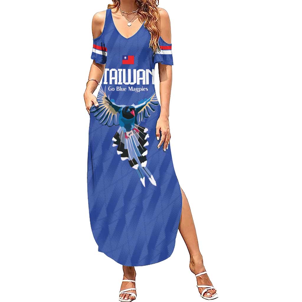 Custom Taiwan Football 2026 Summer Maxi Dress Come On Blue Magpies