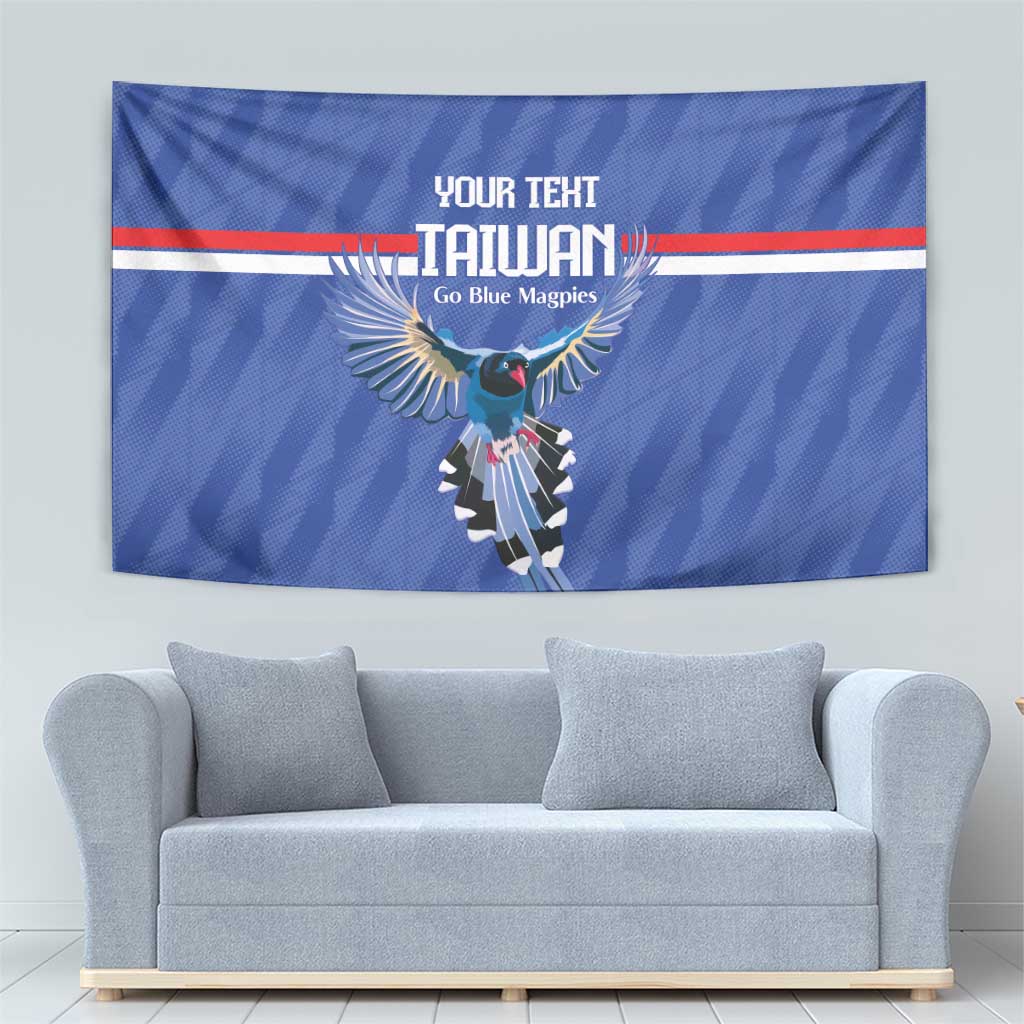 Custom Taiwan Football 2026 Tapestry Come On Blue Magpies