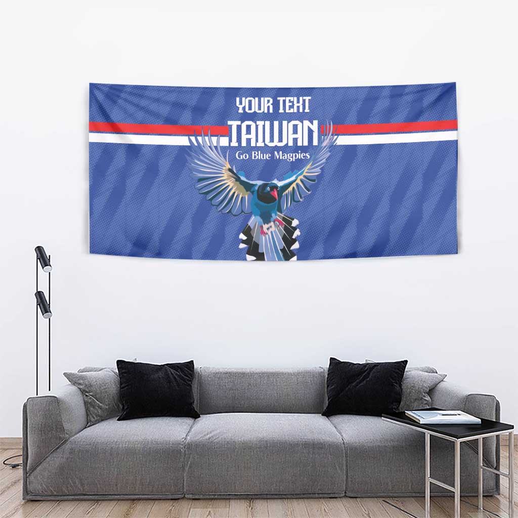 Custom Taiwan Football 2026 Tapestry Come On Blue Magpies
