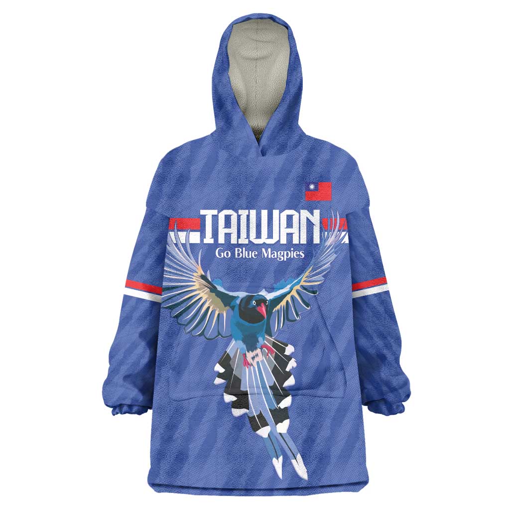 Custom Taiwan Football 2026 Wearable Blanket Hoodie Come On Blue Magpies