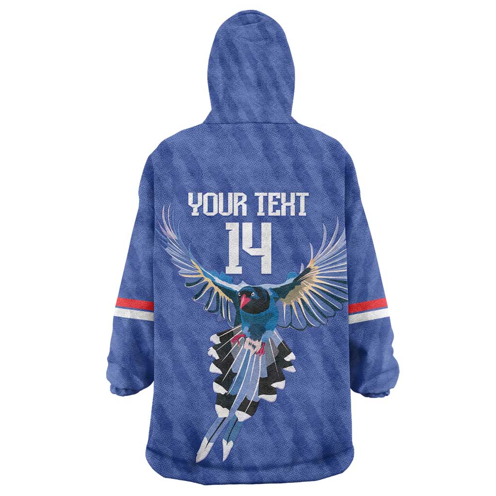 Custom Taiwan Football 2026 Wearable Blanket Hoodie Come On Blue Magpies