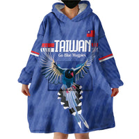 Custom Taiwan Football 2026 Wearable Blanket Hoodie Come On Blue Magpies