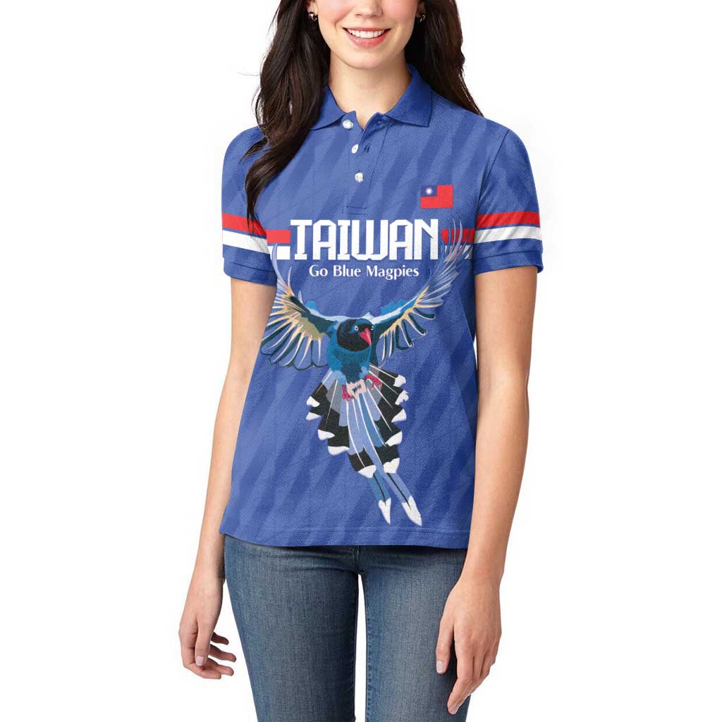Custom Taiwan Football 2026 Women Polo Shirt Come On Blue Magpies