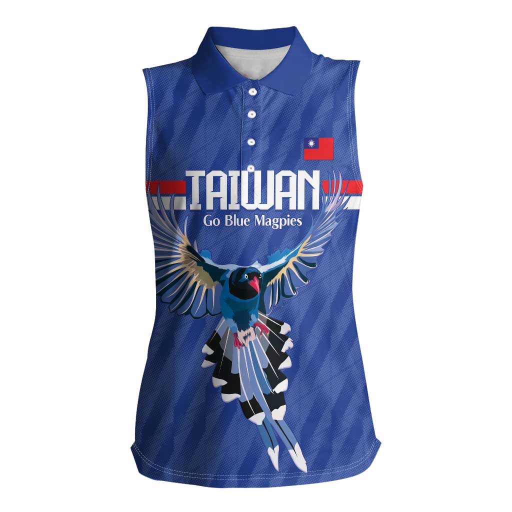 Custom Taiwan Football 2026 Women Sleeveless Polo Shirt Come On Blue Magpies