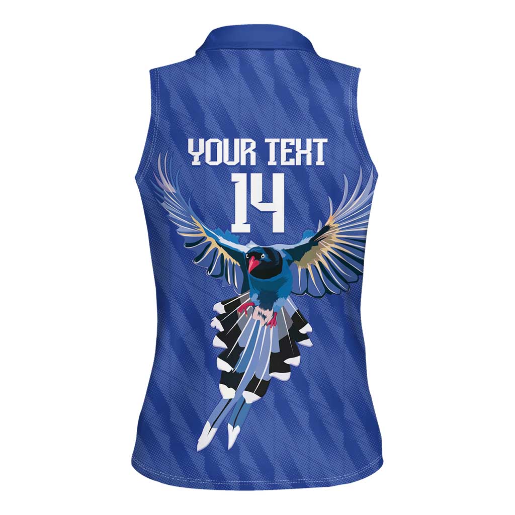 Custom Taiwan Football 2026 Women Sleeveless Polo Shirt Come On Blue Magpies