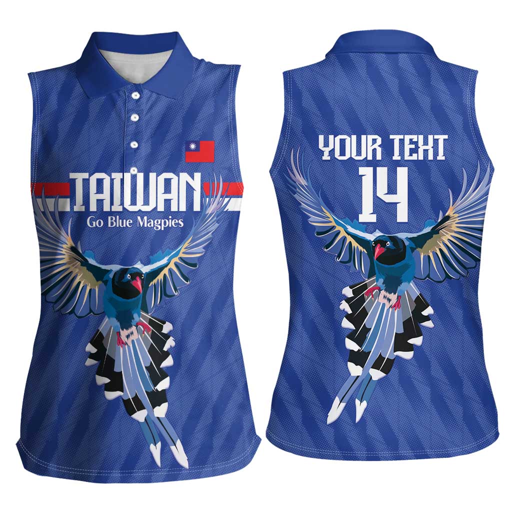 Custom Taiwan Football 2026 Women Sleeveless Polo Shirt Come On Blue Magpies