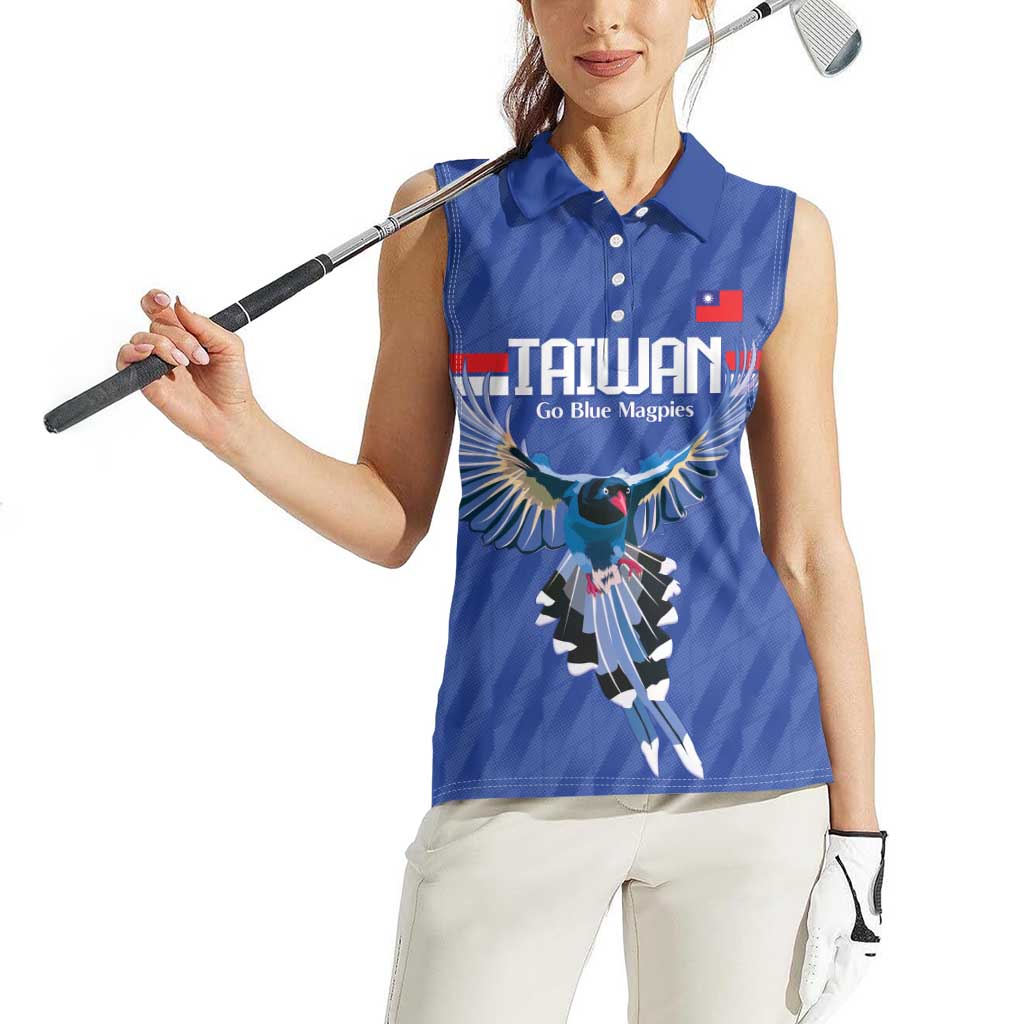 Custom Taiwan Football 2026 Women Sleeveless Polo Shirt Come On Blue Magpies