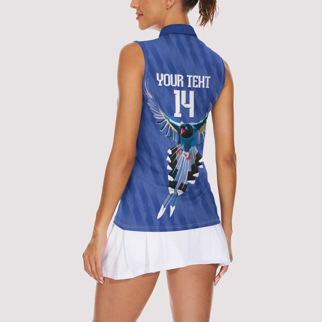 Custom Taiwan Football 2026 Women Sleeveless Polo Shirt Come On Blue Magpies