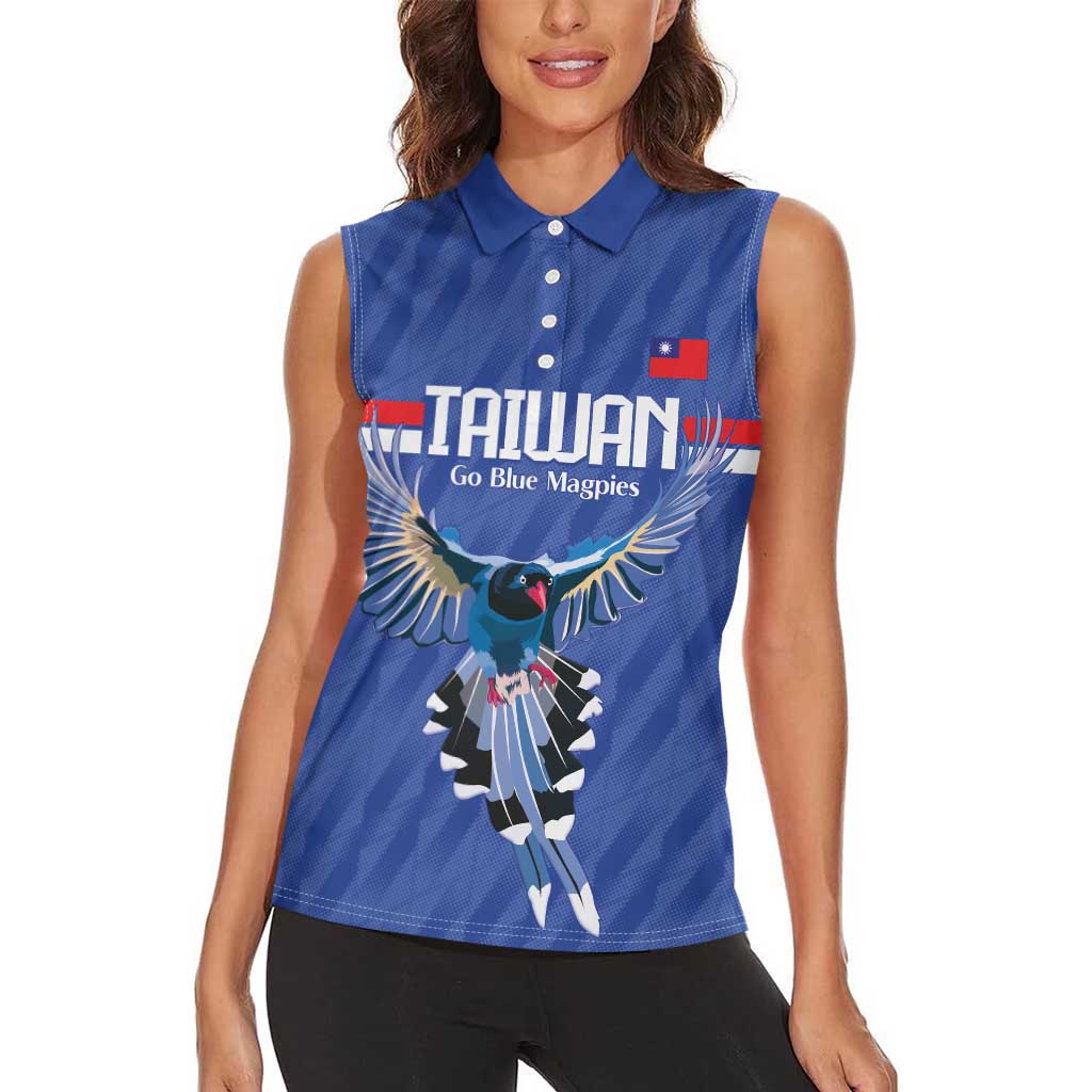 Custom Taiwan Football 2026 Women Sleeveless Polo Shirt Come On Blue Magpies