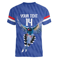 Custom Taiwan Football 2026 Women V-Neck T-Shirt Come On Blue Magpies