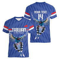 Custom Taiwan Football 2026 Women V-Neck T-Shirt Come On Blue Magpies