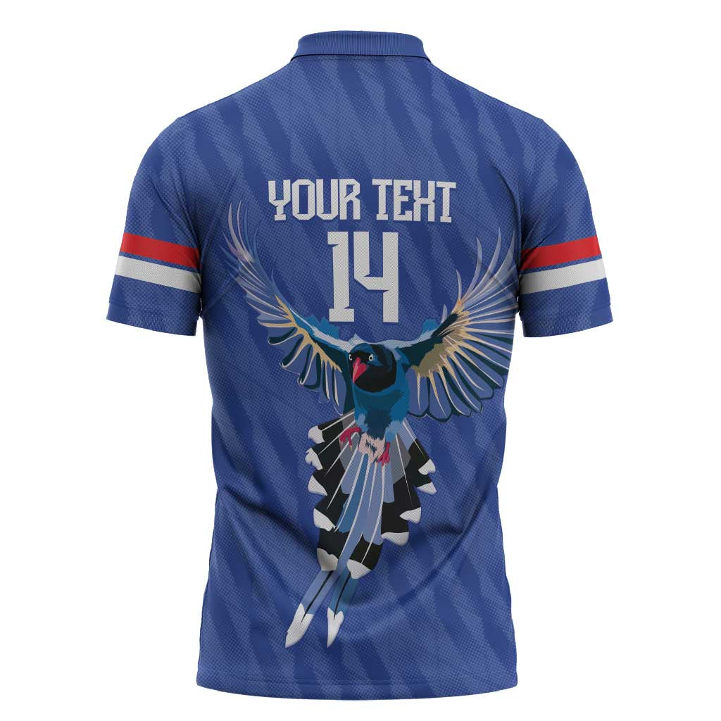 Custom Taiwan Football 2026 Zipper Polo Shirt Come On Blue Magpies