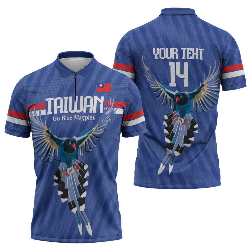 Custom Taiwan Football 2026 Zipper Polo Shirt Come On Blue Magpies