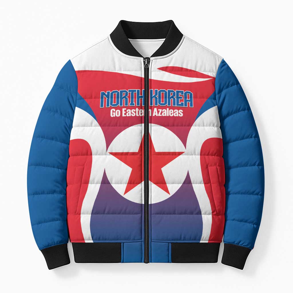Custom North Korea Football 2026 Bomber Puffer Jacket Come On Eastern Azaleas