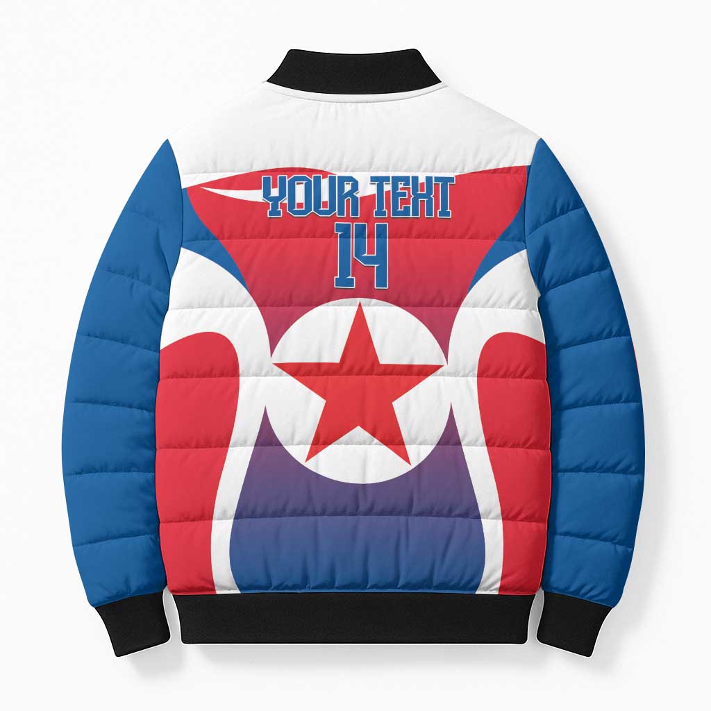 Custom North Korea Football 2026 Bomber Puffer Jacket Come On Eastern Azaleas