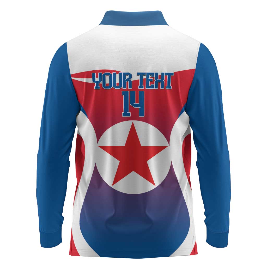 Custom North Korea Football 2026 Long Sleeve Polo Shirt Come On Eastern Azaleas