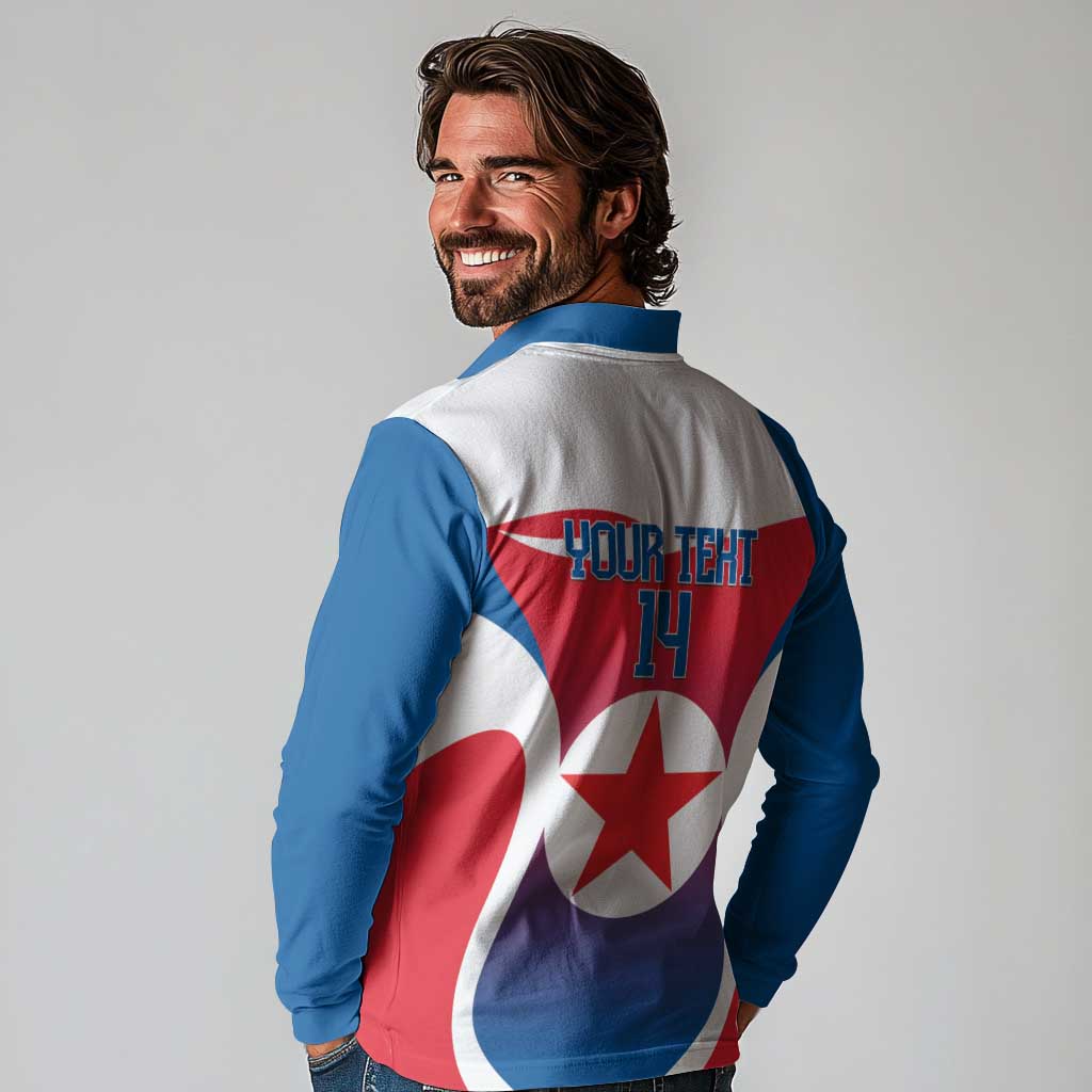 Custom North Korea Football 2026 Long Sleeve Polo Shirt Come On Eastern Azaleas
