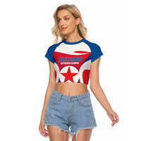 Custom North Korea Football 2026 Raglan Cropped T Shirt Come On Eastern Azaleas