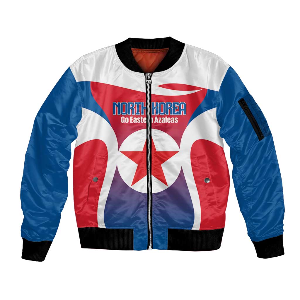 Custom North Korea Football 2026 Sleeve Zip Bomber Jacket Come On Eastern Azaleas
