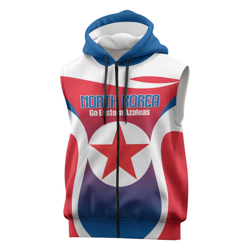 Custom North Korea Football 2026 Sleeveless Zip Hoodie Come On Eastern Azaleas