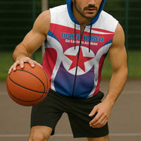 Custom North Korea Football 2026 Sleeveless Zip Hoodie Come On Eastern Azaleas