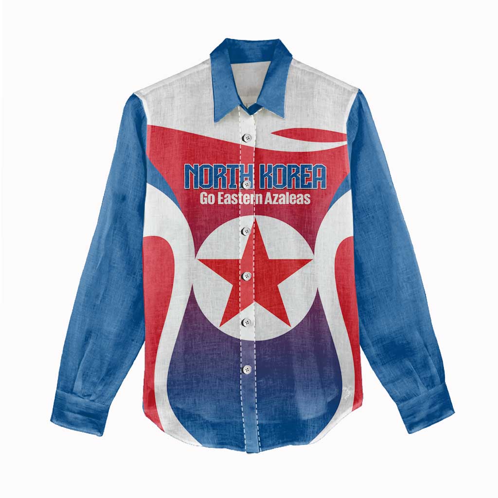 Custom North Korea Football 2026 Women Casual Shirt Come On Eastern Azaleas
