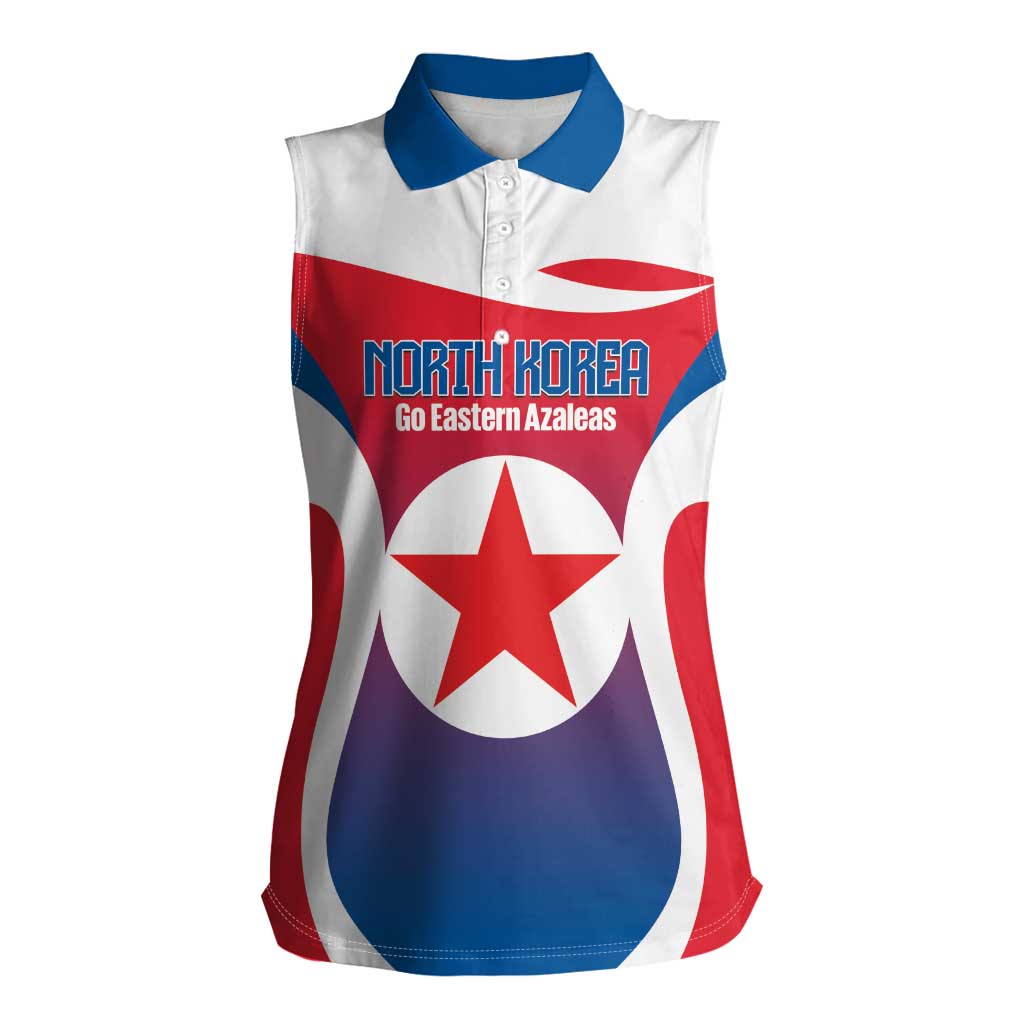 Custom North Korea Football 2026 Women Sleeveless Polo Shirt Come On Eastern Azaleas