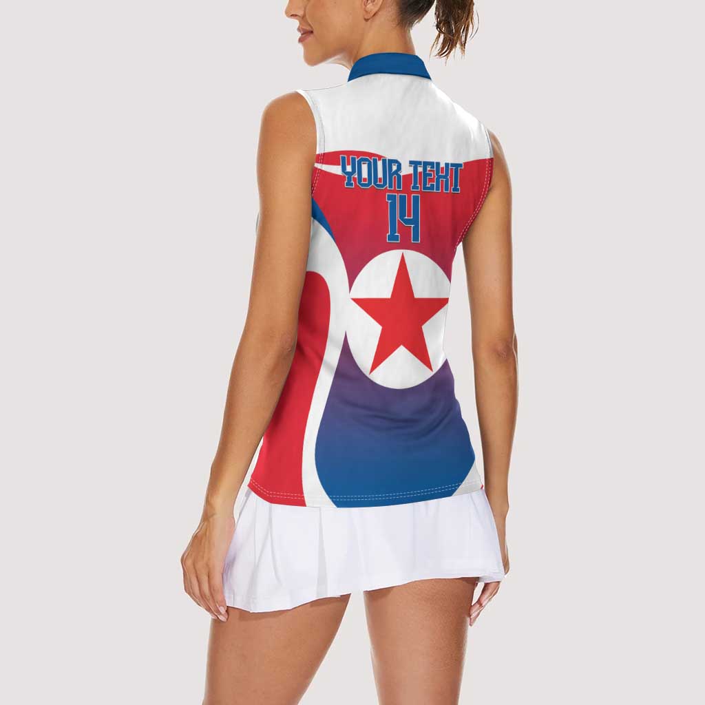 Custom North Korea Football 2026 Women Sleeveless Polo Shirt Come On Eastern Azaleas