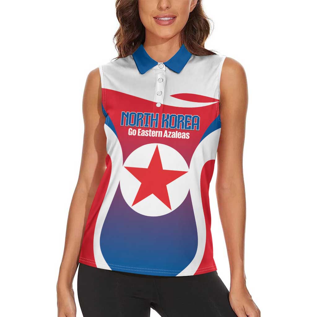 Custom North Korea Football 2026 Women Sleeveless Polo Shirt Come On Eastern Azaleas