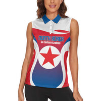 Custom North Korea Football 2026 Women Sleeveless Polo Shirt Come On Eastern Azaleas