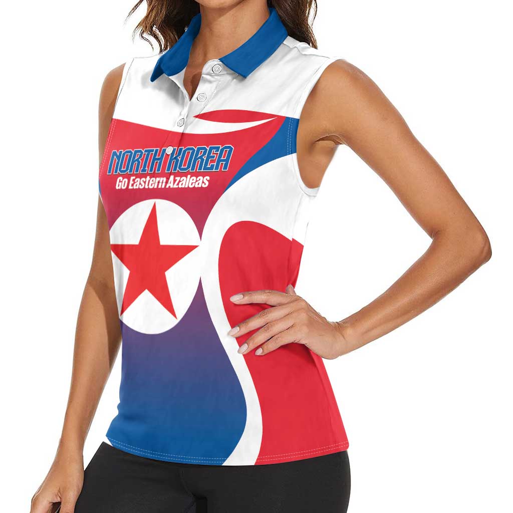 Custom North Korea Football 2026 Women Sleeveless Polo Shirt Come On Eastern Azaleas