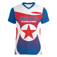 Custom North Korea Football 2026 Women V-Neck T-Shirt Come On Eastern Azaleas