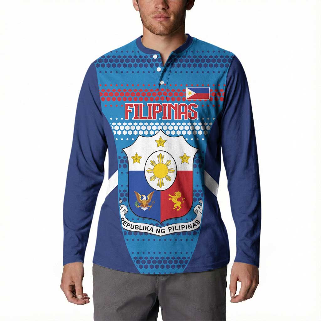 Custom Philippines Football 2026 Button Sweatshirt Come On Filipinas