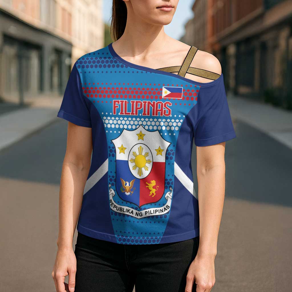 Custom Philippines Football 2026 Cross Shoulder Shirt Come On Filipinas