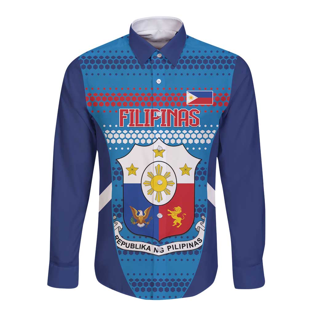 Custom Philippines Football 2026 Long Sleeve Button Shirt Come On Filipinas