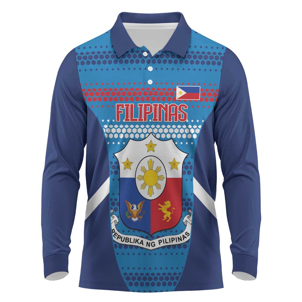 Custom Philippines Football 2026 Long Sleeve Polo Shirt Come On Filipinas